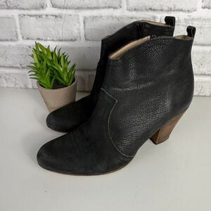 Firth Spain Black Leather Cowgirl Ankle Booties Size 40/8.5